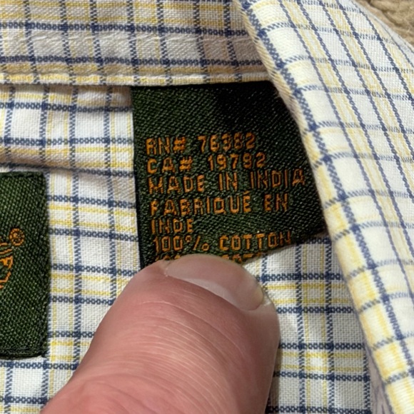 Timberland Shirt Mens Medium Cream/Brown Solid Long Sleeve Hiking Button Up - Picture 4 of 5